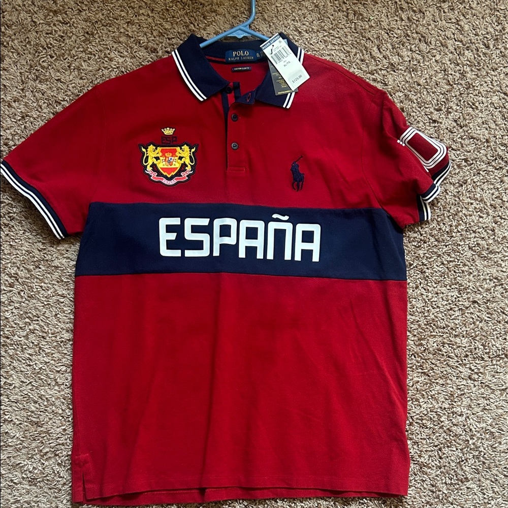 Polo by Ralph Lauren Red and Navy Men's Polo Shirt